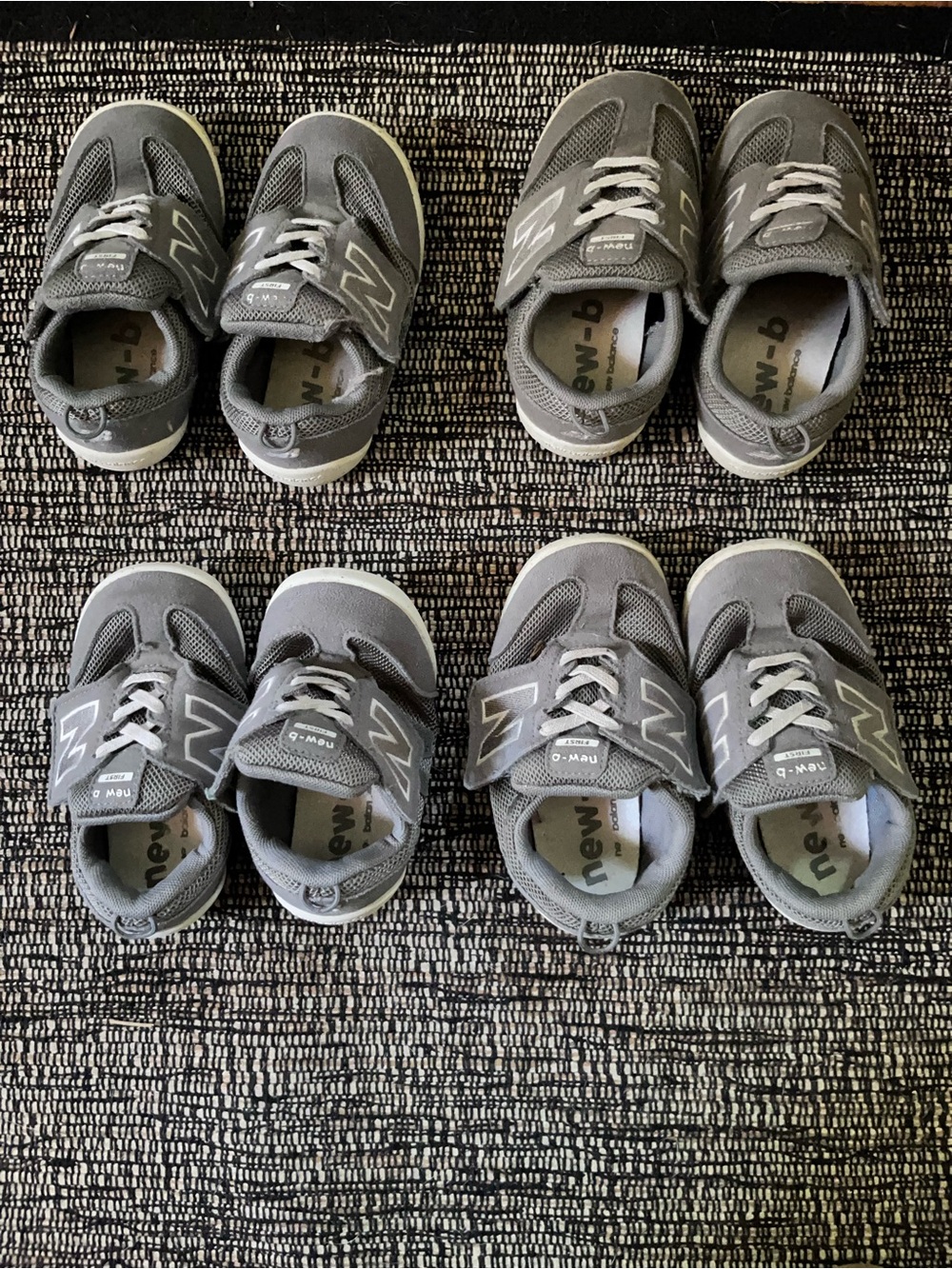 New Balance New B WIDE Kids Gray Velcro Sneakers - Multiple Pairs